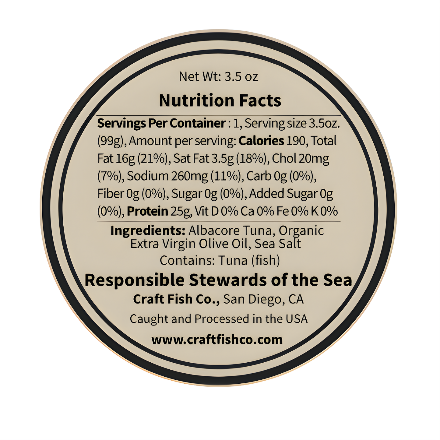 Albacore Tuna in Organic Extra Virgin Olive Oil- 3.5 oz Tins